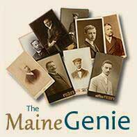 Nine black-and-white portrait photographs above the text "The Maine Genie"